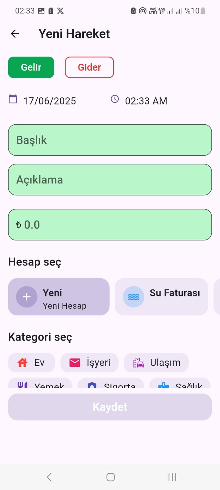 Yeni Hareket Ekleme