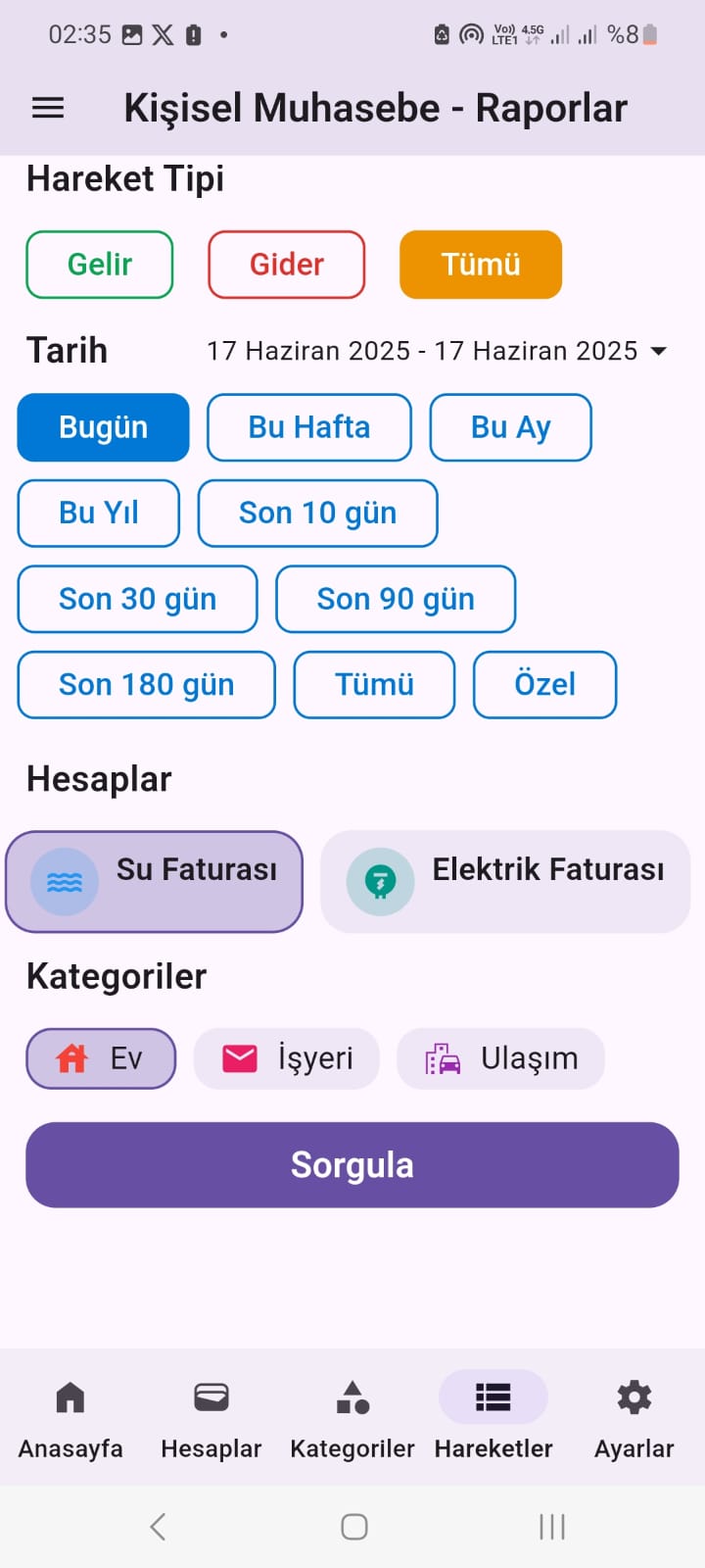 Hareketler Ekranı